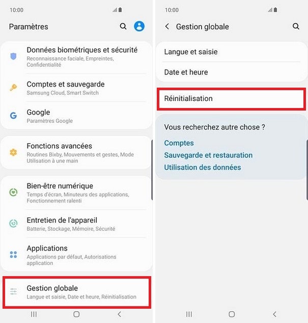 réinitialiser votre Samsung Galaxy S10