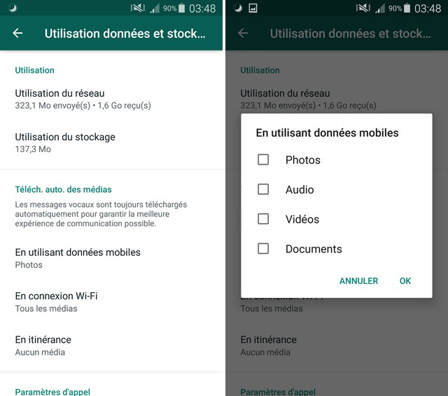 arrêter le téléchargement automatique d'images sur WhatsApp