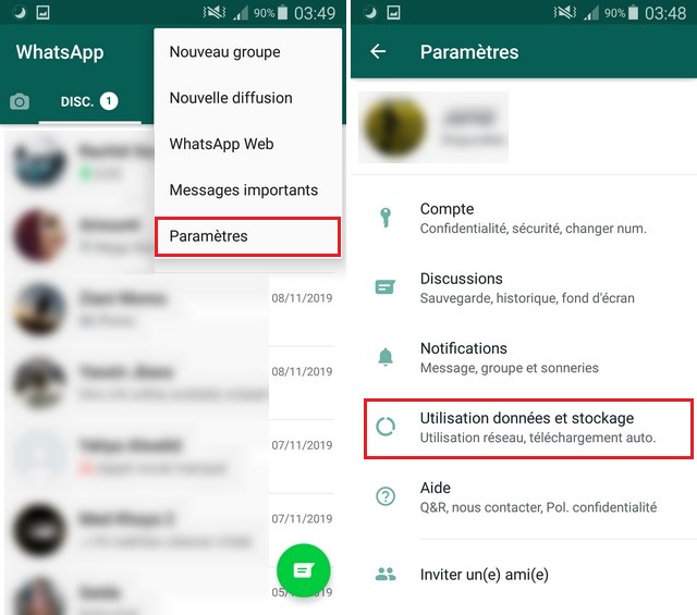 désactiver le téléchargement automatique des photos sur WhatsApp