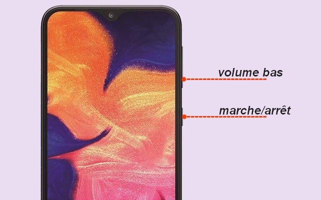 capture d'écran sur Samsung Galaxy A10 en utilisant les boutons physiques