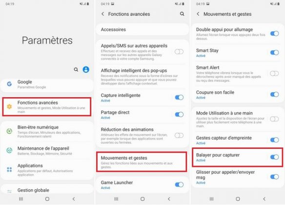 Comment faire une capture d'écran sur Samsung Galaxy A30