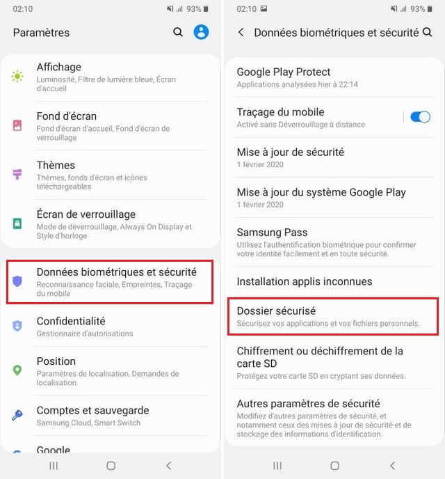 Comment utiliser le dossier sécurisé sur Samsung Galaxy S10