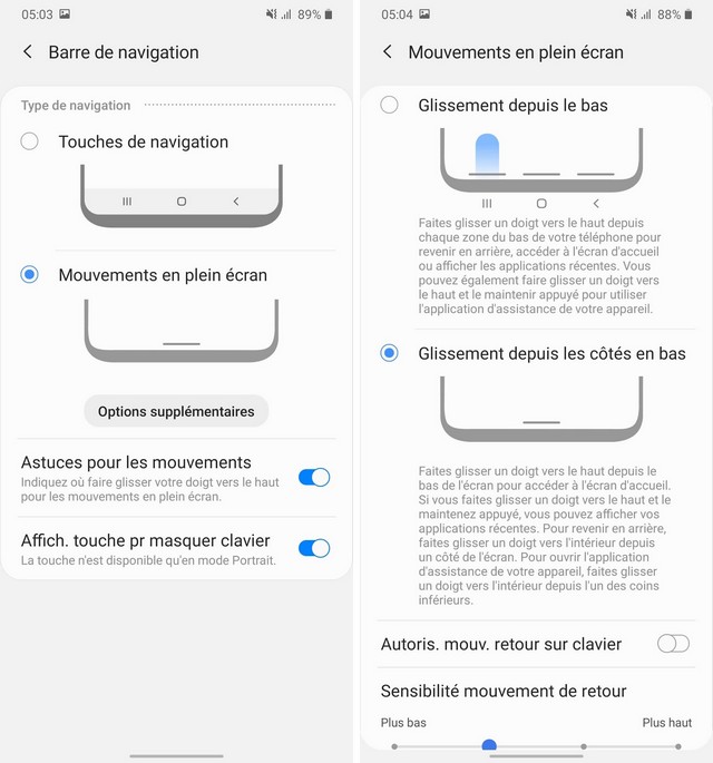 Comment activer la navigation par gestes