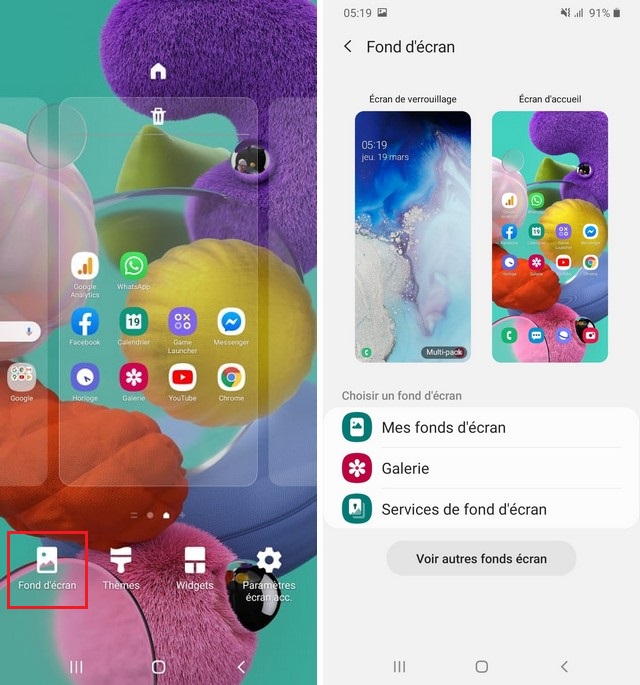 Comment changer le fond d'écran depuis l'écran d'accueil