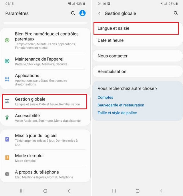 La correction automatique sur Samsung Galaxy A51