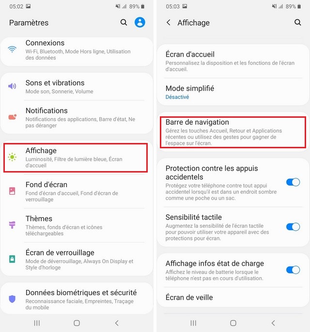 La navigation par gestes sur le Galaxy S20