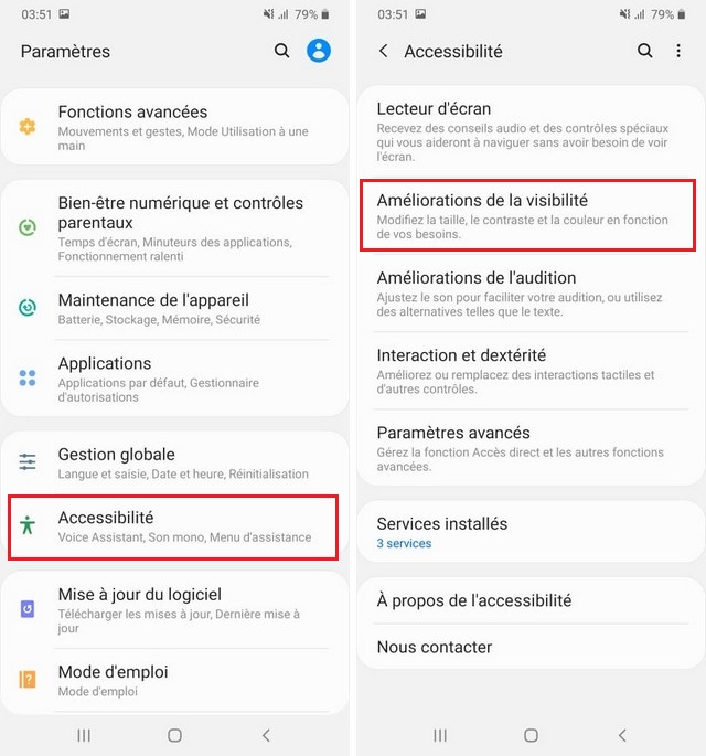 Activer les polices à contraste élevé sur votre Galaxy S20