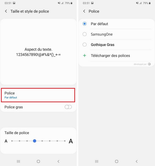 Télécharger des polices sur Galaxy S20