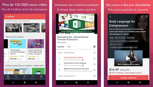 Udemy - application apprentissage