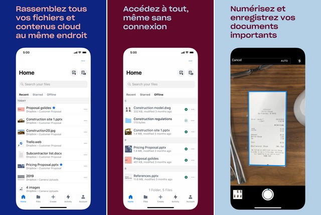 Dropbox - application de travail à domicile