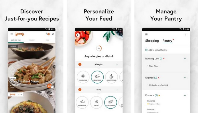 Yummly - application de planification de repas