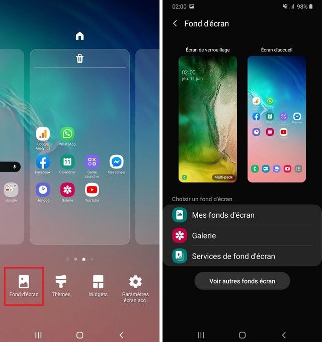 Comment changer le fond d'écran à partir de l'écran d'accueil