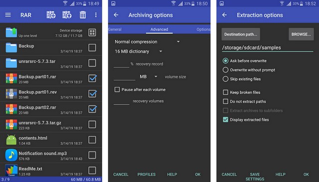 RAR - meilleure application de décompression pour Android