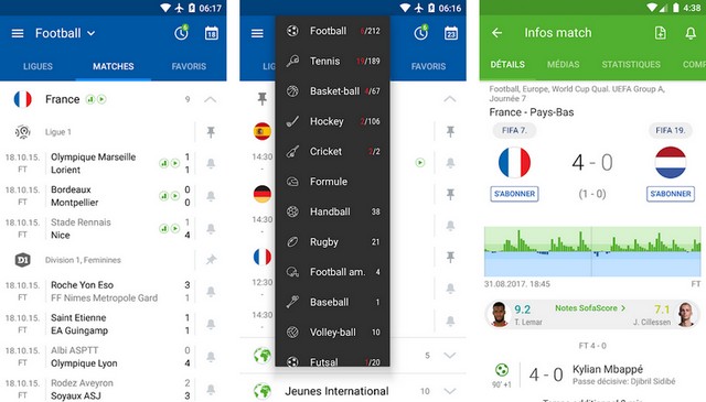 SofaScore - meilleure application de football européen