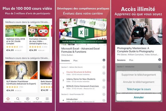 Udemy - application pour acquérir de nouvelles compétences