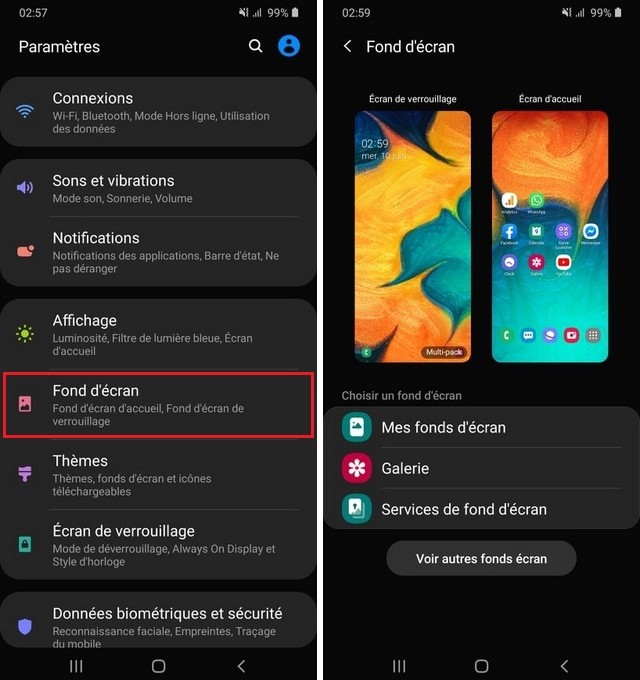 changer le fond d'écran du Samsung Galaxy A20