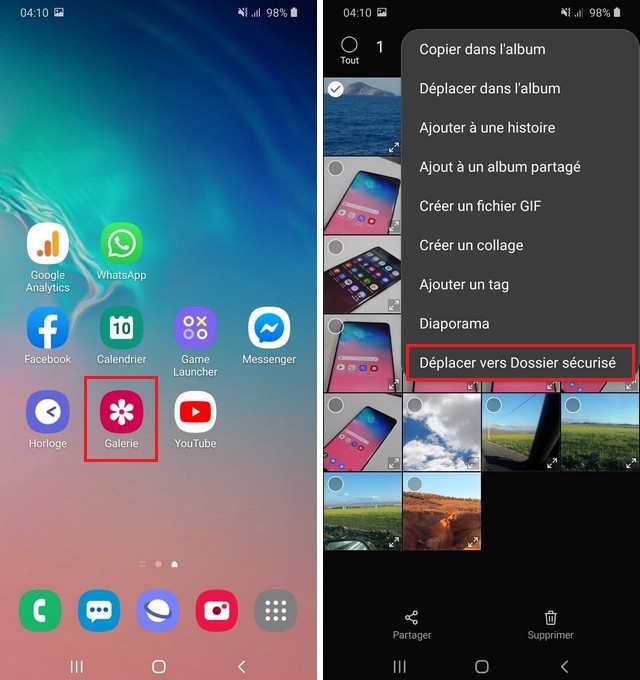 masquer des photos et des vidéos sur Samsung Galaxy A20