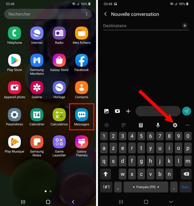 Application de messagerie Galaxy M31