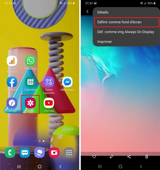 Changer le fond d'écran sur Samsung Galaxy M31 à partir de la galerie