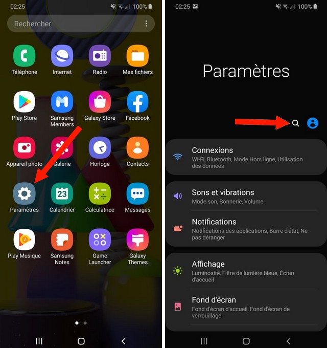 Désactiver la Notification par témoin lumineux