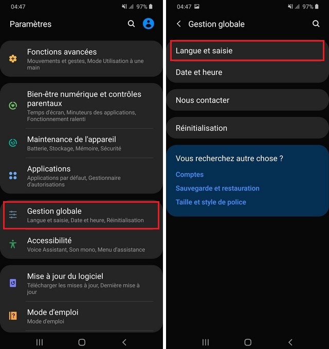 Désactiver la correction automatique sur Galaxy M31