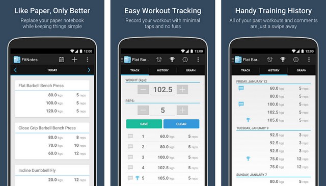 FitNotes - meilleure application de musculation