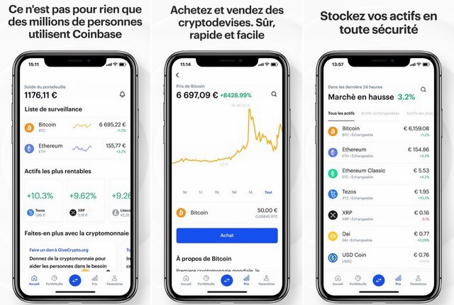 Coinbase - meilleure application de cryptomonnaie