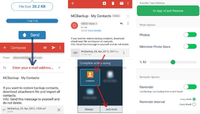 MCBackup - application to backup contacts
