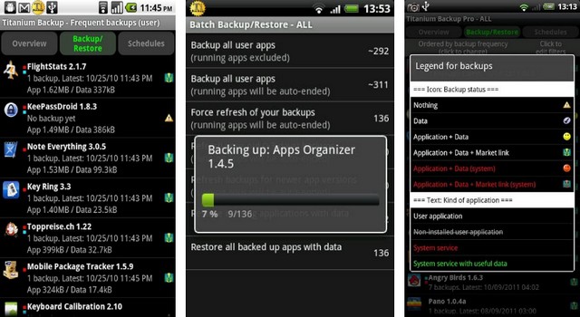 Titanium Backup - application to backup contacts