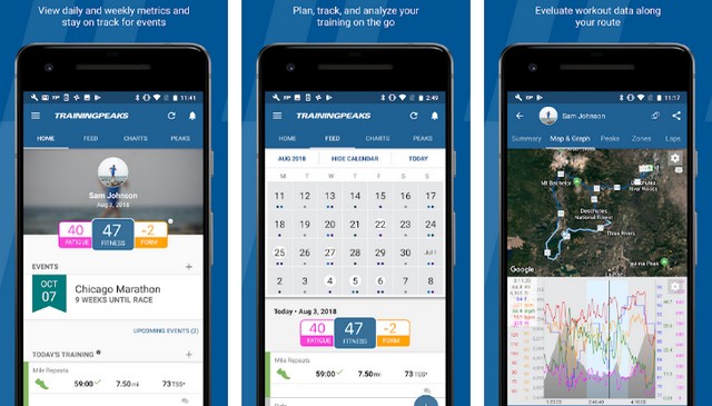 TrainingPeaks - application Android pour faire du vélo