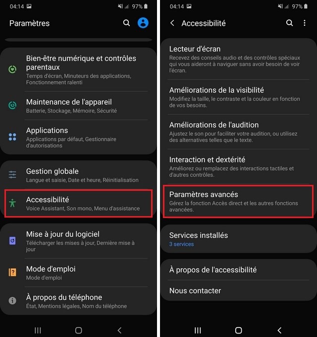 Paramètres avancés sur Samsung Galaxy F41