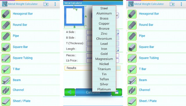 Calcul de poids de métaux