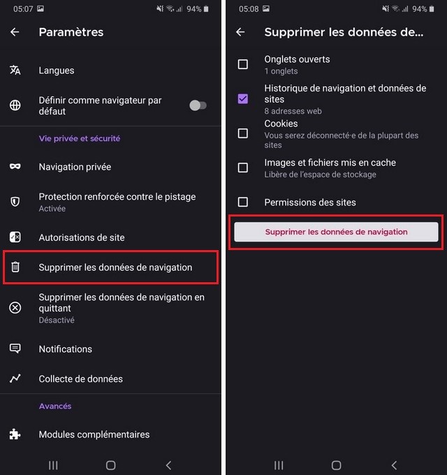 Supprimer l'historique de  navigation Mozilla Firefox