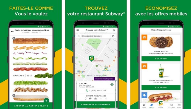 Subway - Application de restauration rapide