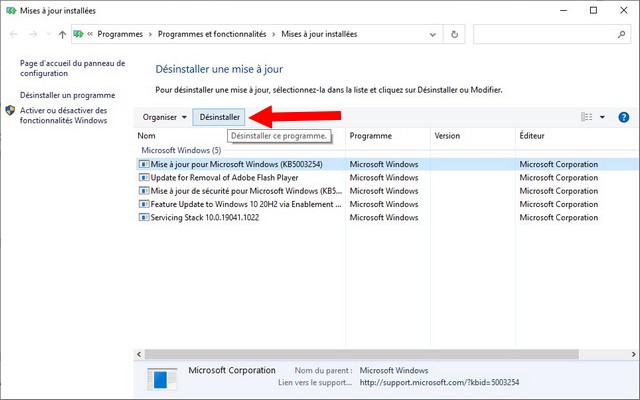 Comment désinstaller les mises à jour sur Windows 10