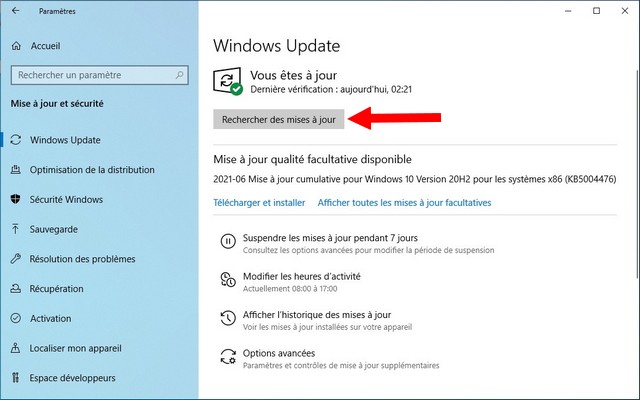 Comment réinstaller une mise à jour sur Windows 10