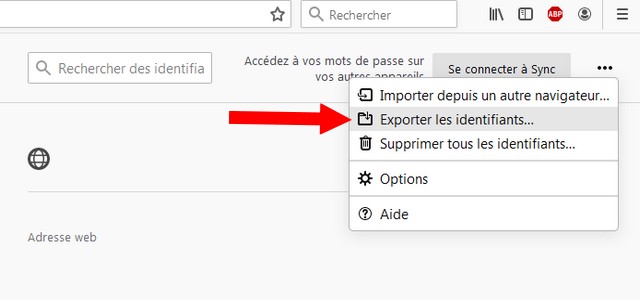 Exporter les identifiannts