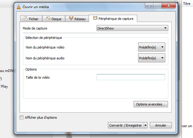 Périphérique de capture VLC
