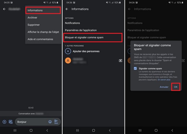 Comment bloquer les numéros dans les messages Google