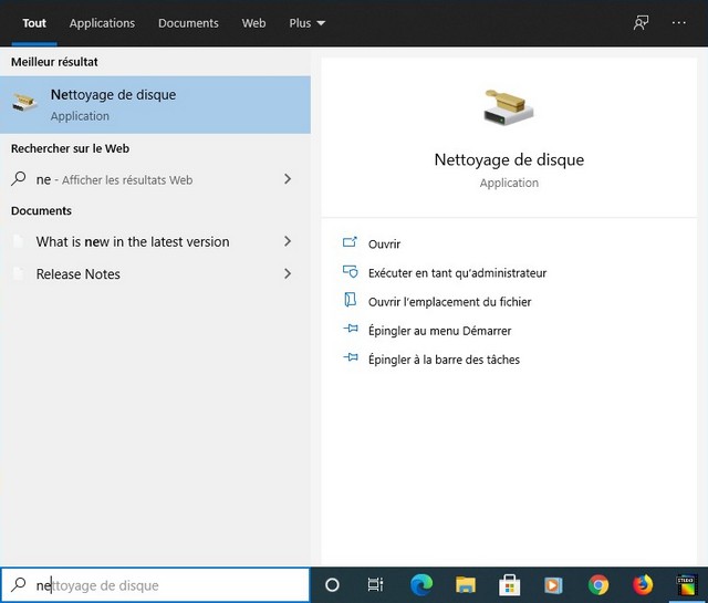 Nettoyer le registre de Windows 10 à l'aide du nettoyage de disque