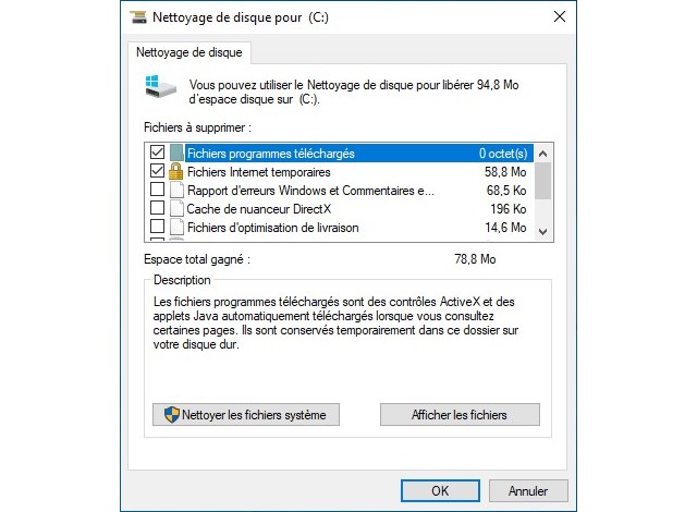 Nettoyer les fichiers système