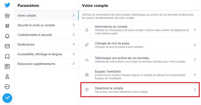 Comment supprimer mon compte sur Twitter