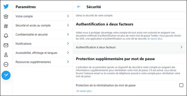 configurer Authentification à deux facteurs Twitter