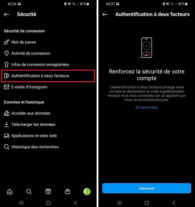 Comment configurer authentification à deux facteurs sur Instagram