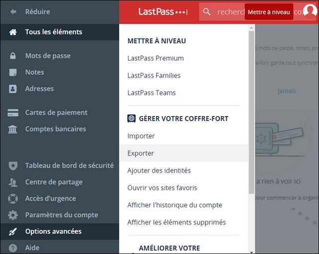 Comment exporter vos données LastPass à partir de l'extension