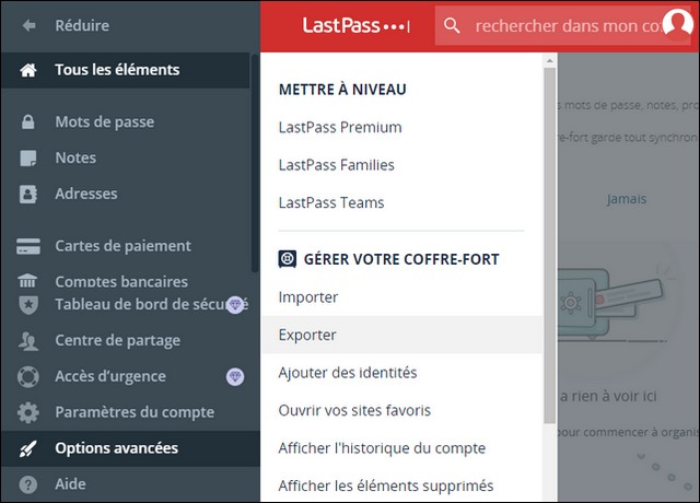Comment exporter vos données LastPass à partir du site Web