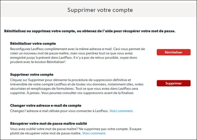 Comment supprimer votre compte LastPass