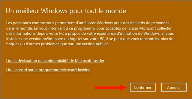 Conditions du Programme Windows Insider