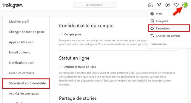 Confidentialité et sécurité Instagram