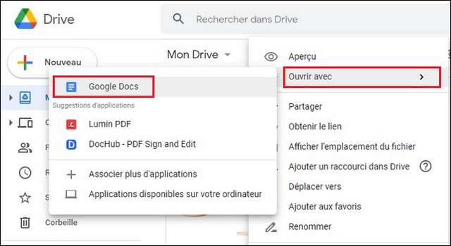 Convertir un fichier PDF au format Word à l'aide de Google Docs